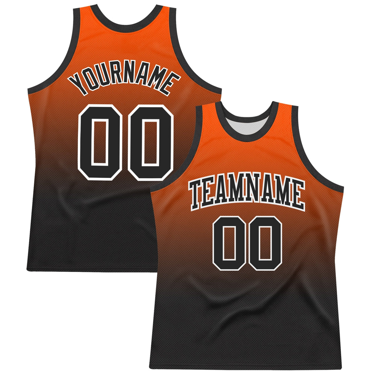 Custom Orange Black-White Gradient Square Shapes Round Neck Sublimation Basketball Set Jersey