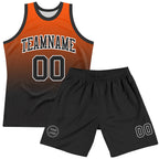 Custom Orange Black-White Gradient Square Shapes Round Neck Sublimation Basketball Set Jersey photo 2