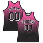 Custom Pink Black-White Fade Fashion Round Neck Sublimation Basketball Set Jersey