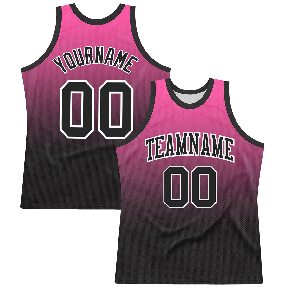 Custom Pink Black-White Fade Fashion Round Neck Sublimation Basketball Set Jersey