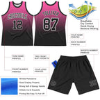 Custom Pink Black-White Fade Fashion Round Neck Sublimation Basketball Set Jersey photo 3