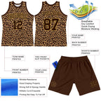 Custom Brown Old Gold Leopard Print Round Neck Sublimation Basketball Set Jersey photo 3