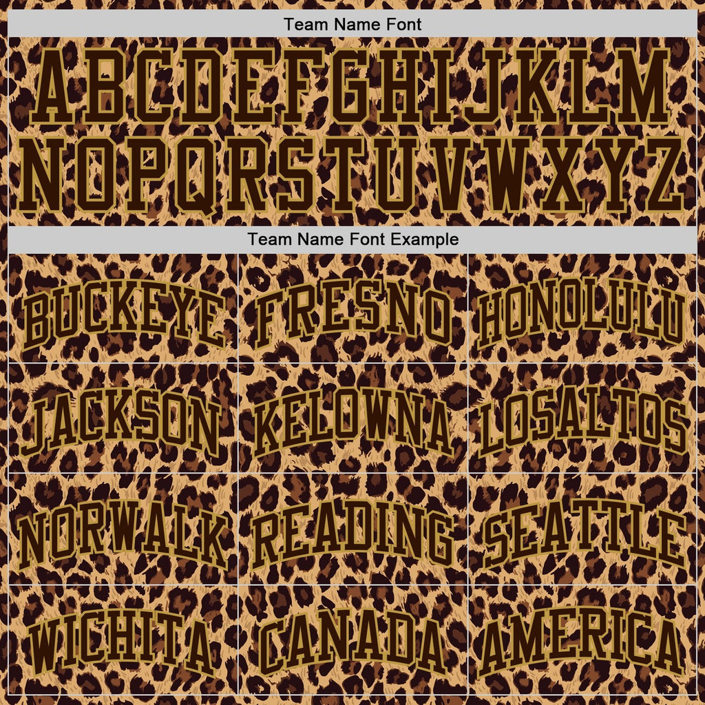 Custom Brown Old Gold Leopard Print Round Neck Sublimation Basketball Set Jersey photo 4