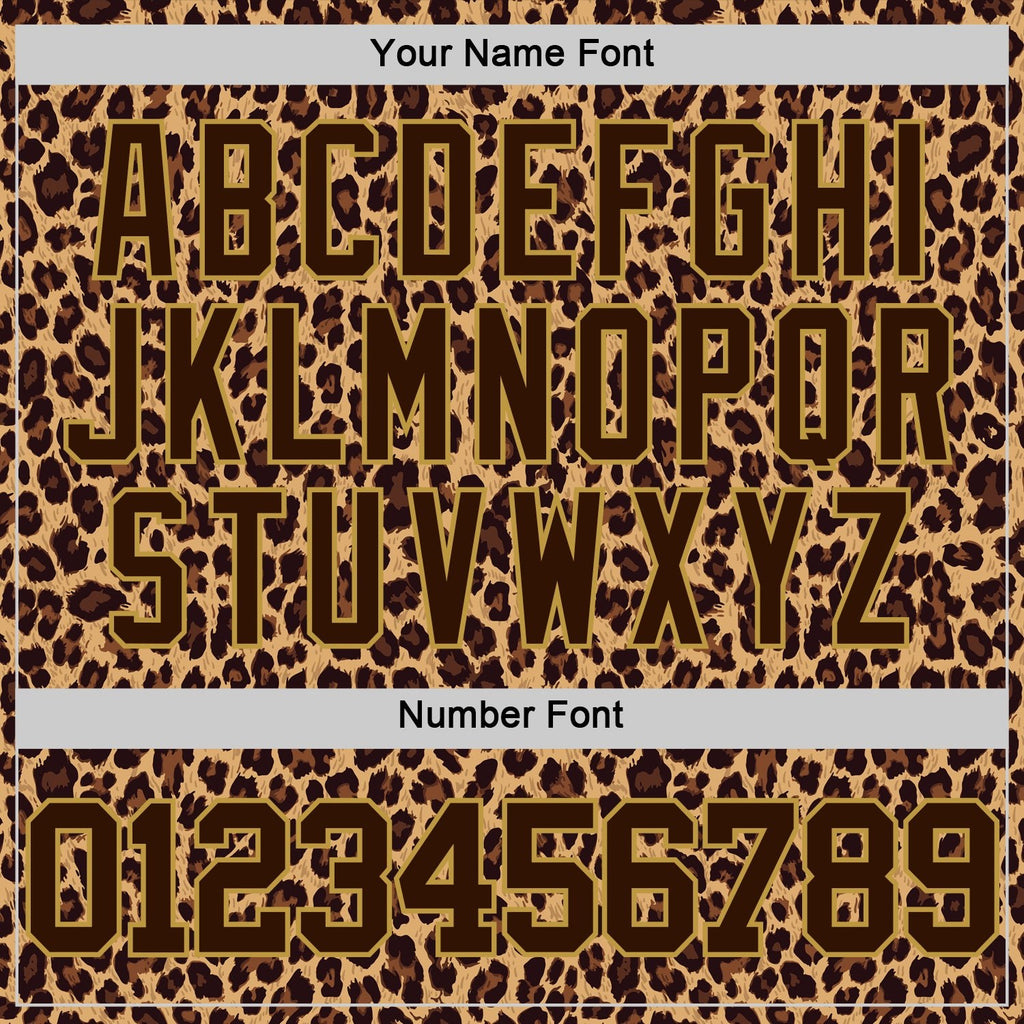 Custom Brown Old Gold Leopard Print Round Neck Sublimation Basketball Set Jersey photo 5
