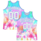 Custom Tie Dye White-Light Blue Round Neck Sublimation Basketball Set Jersey