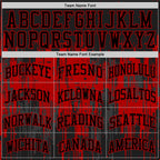 Custom Black Red Dripping Splatter Art Round Neck Sublimation Basketball Set Jersey photo 4
