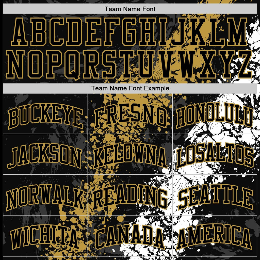 Custom Black Old Gold-White Splash Round Neck Sublimation Basketball Set Jersey photo 4