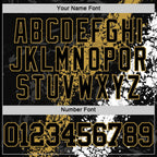 Custom Black Old Gold-White Splash Round Neck Sublimation Basketball Set Jersey photo 5