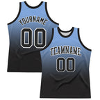 Custom Powder Blue Black-White Fade Fashion Round Neck Sublimation Basketball Set Jersey