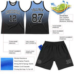 Custom Powder Blue Black-White Fade Fashion Round Neck Sublimation Basketball Set Jersey photo 3