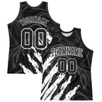 Custom Black White Splash Round Neck Sublimation Basketball Set Jersey
