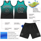 Custom Aqua Black-White Fade Fashion Round Neck Sublimation Basketball Set Jersey photo 3