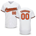 Custom White Orange-Black Baseball Jersey