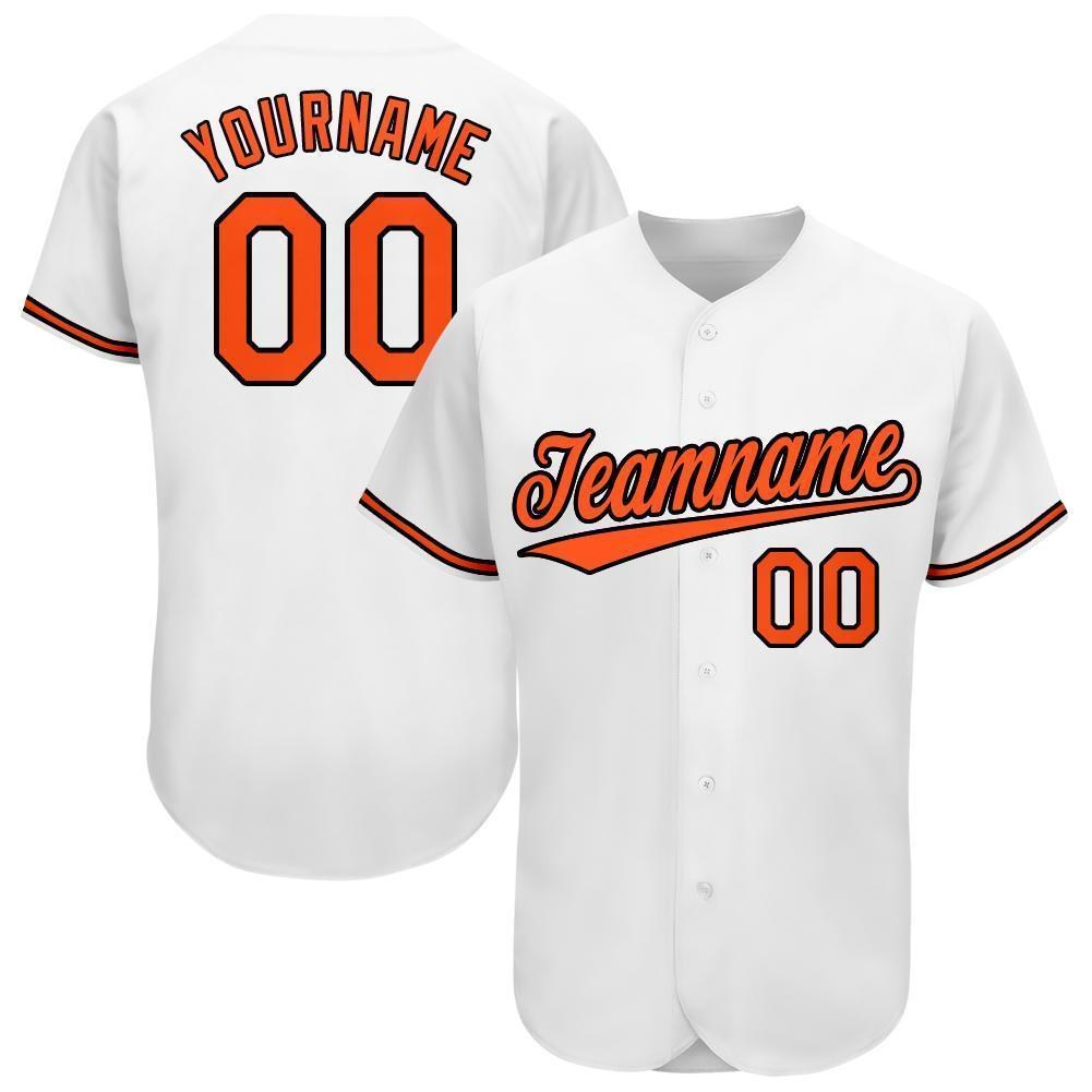 Custom White Orange-Black Baseball Jersey photo 1
