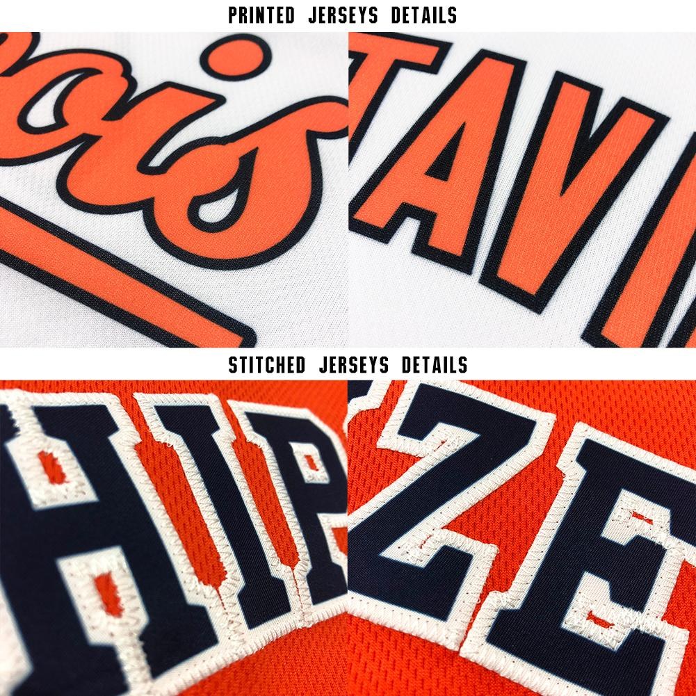 Custom White Orange-Black Baseball Jersey photo 5