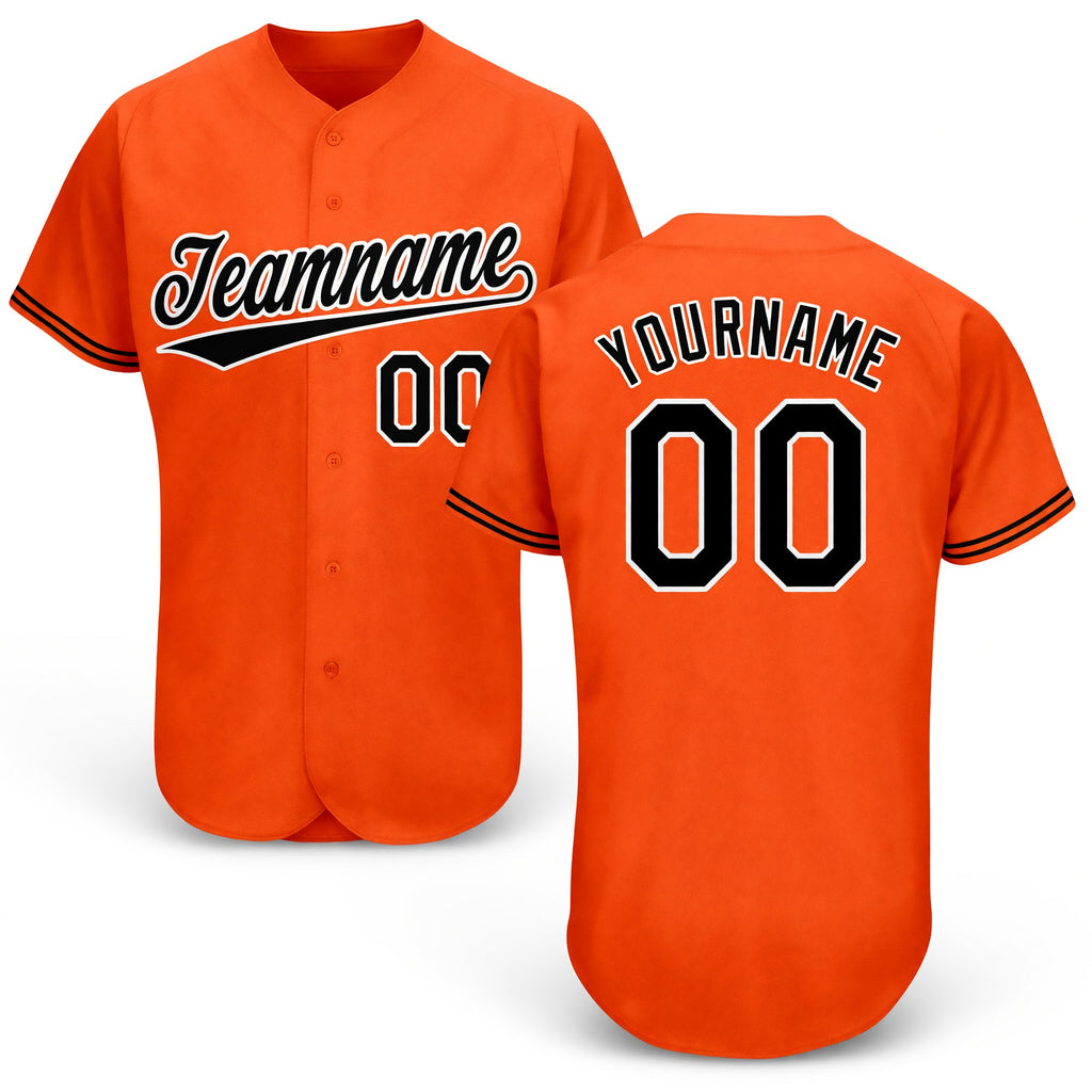 Custom Orange Black-White Baseball Jersey