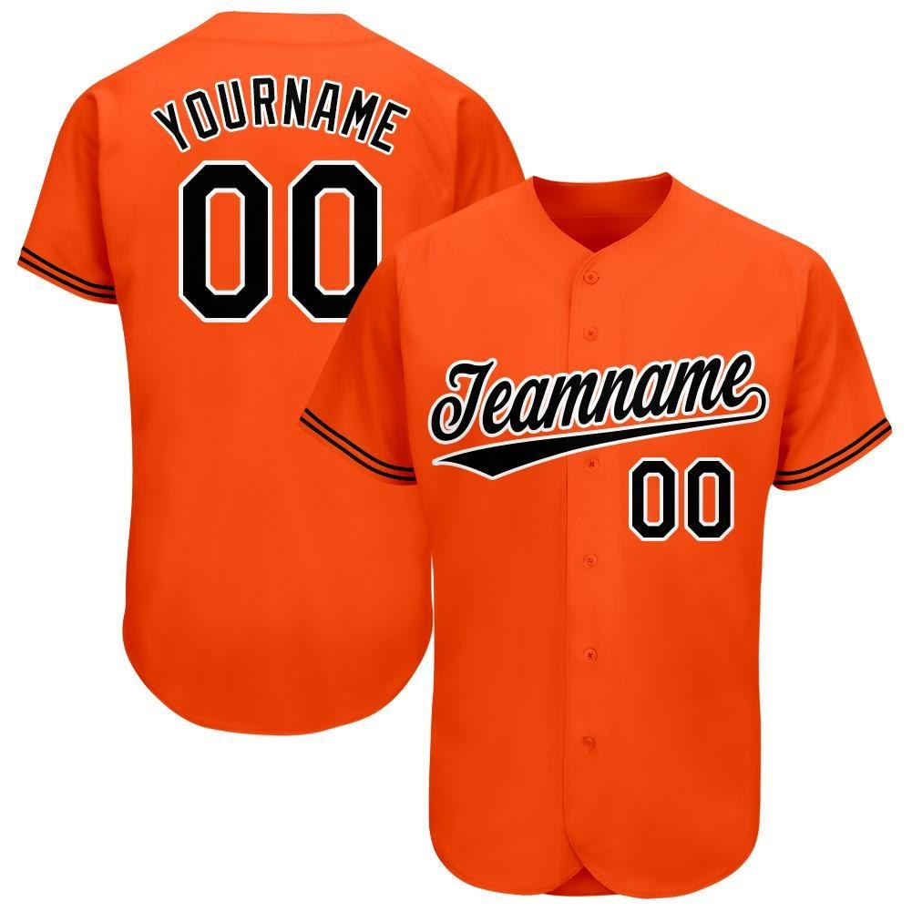 Custom Orange Black-White Baseball Jersey photo 1