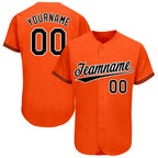 Custom Orange Black-White Baseball Jersey photo 1