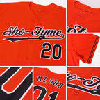 Custom Orange Black-White Baseball Jersey photo 5