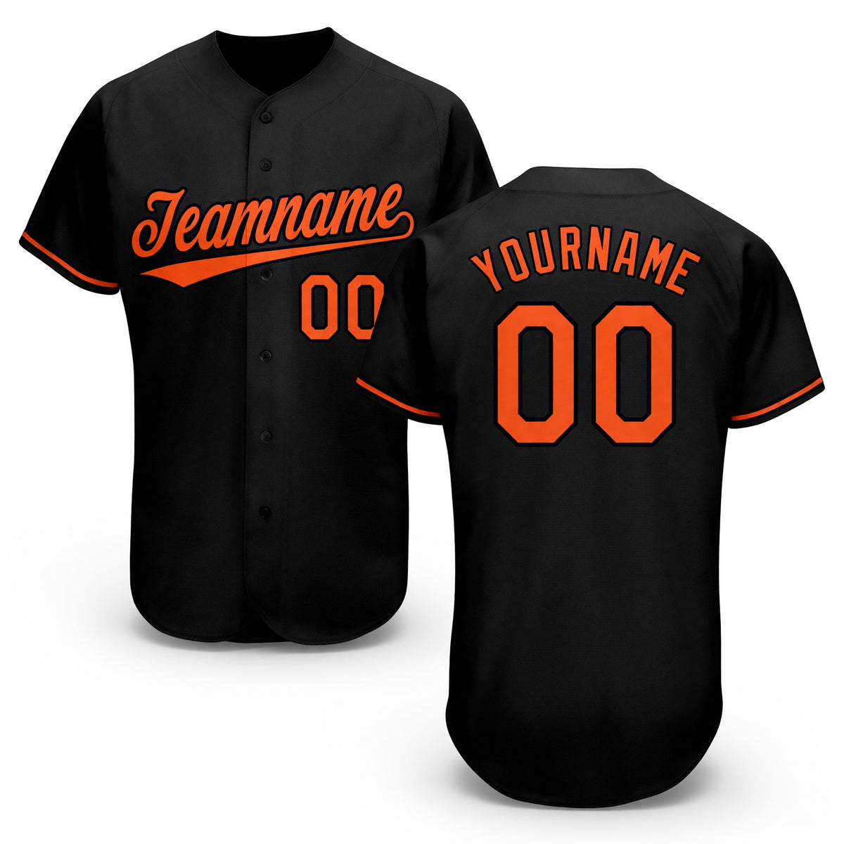 Custom Black Orange Baseball Jersey