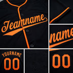 Custom Black Orange Baseball Jersey detail