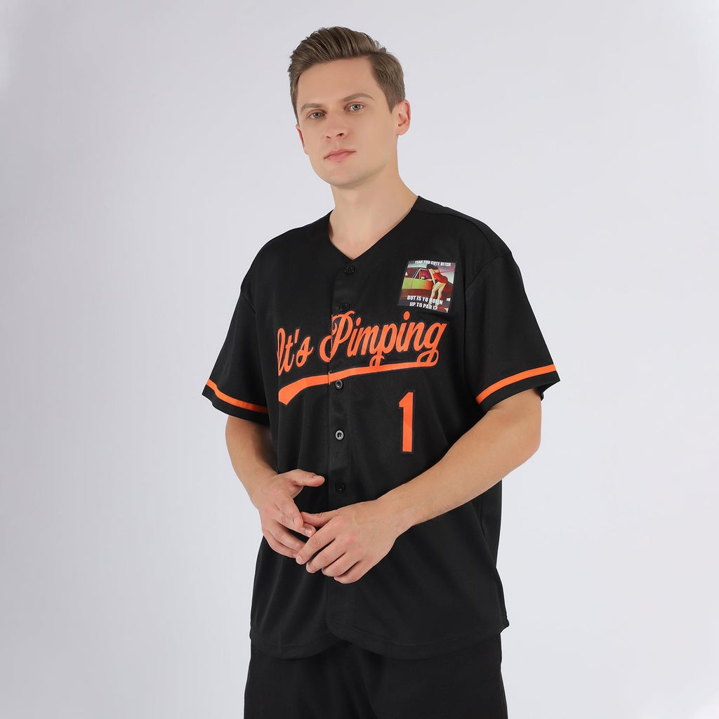 Custom Black Orange Baseball Jersey photo 2