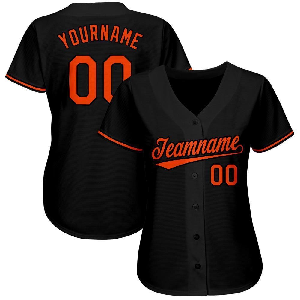 Custom Black Orange Baseball Jersey photo 3