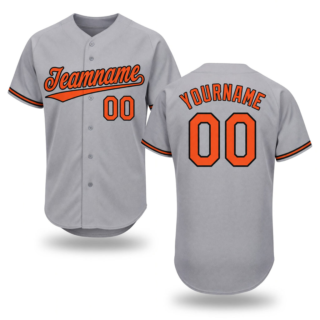Custom Gray Orange-Black Baseball Jersey
