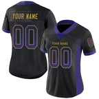 Custom Black Purple-Old Gold Drift Fashion Football Jersey photo 3