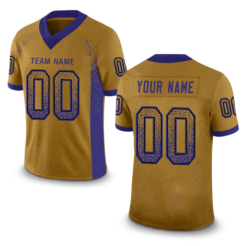 Custom Old Gold Purple-Black Drift Fashion Football Jersey