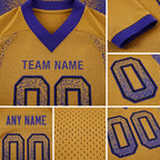 Custom Old Gold Purple-Black Drift Fashion Football Jersey detail