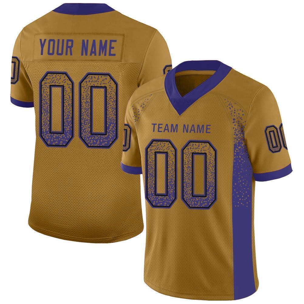 Custom Old Gold Purple-Black Drift Fashion Football Jersey photo 1