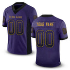 Custom Purple Black-Old Gold Drift Fashion Football Jersey