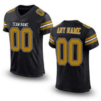 Custom Black Old Gold-White Mesh Authentic Football Jersey