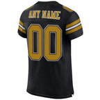Custom Black Old Gold-White Mesh Authentic Football Jersey photo 3
