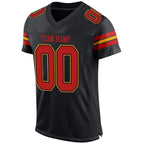 Custom Black Scarlet-Gold Mesh Authentic Football Jersey photo 2