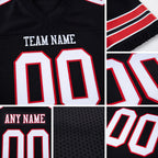 Custom Black White-Red Mesh Authentic Football Jersey detail