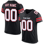 Custom Black White-Red Mesh Authentic Football Jersey photo 1