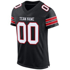 Custom Black White-Red Mesh Authentic Football Jersey photo 2