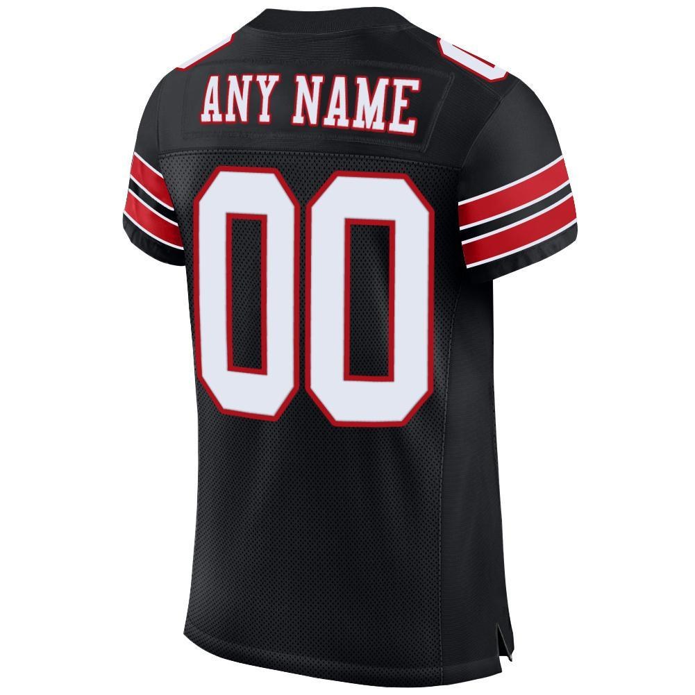 Custom Black White-Red Mesh Authentic Football Jersey photo 3