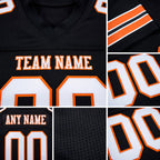 Custom Black White-Orange Mesh Authentic Football Jersey detail