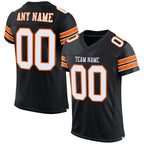 Custom Black White-Orange Mesh Authentic Football Jersey photo 1