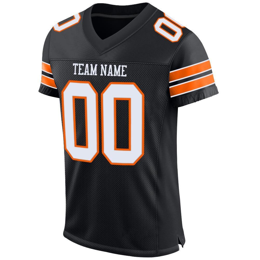 Custom Black White-Orange Mesh Authentic Football Jersey photo 2