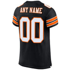 Custom Black White-Orange Mesh Authentic Football Jersey photo 3