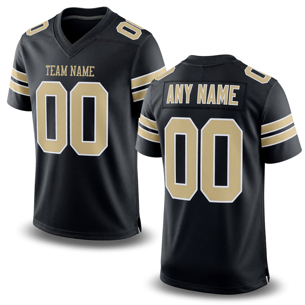 Custom Black Vegas Gold-White Mesh Authentic Football Jersey