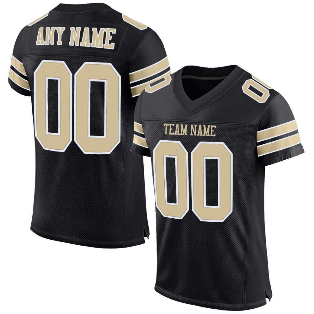 Custom Black Vegas Gold-White Mesh Authentic Football Jersey photo 1