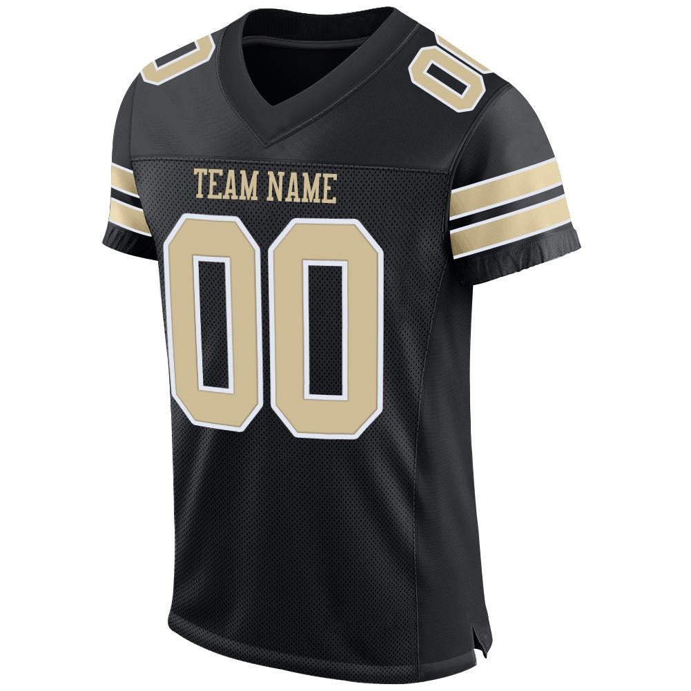 Custom Black Vegas Gold-White Mesh Authentic Football Jersey photo 2