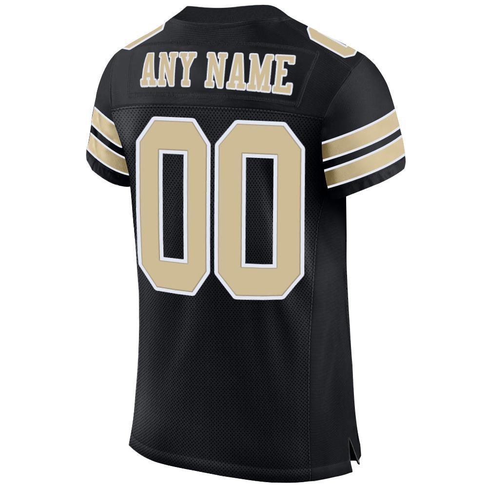 Custom Black Vegas Gold-White Mesh Authentic Football Jersey photo 3