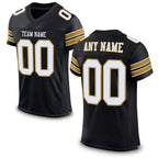 Custom Black White-Old Gold Mesh Authentic Football Jersey