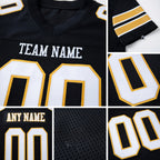 Custom Black White-Old Gold Mesh Authentic Football Jersey detail